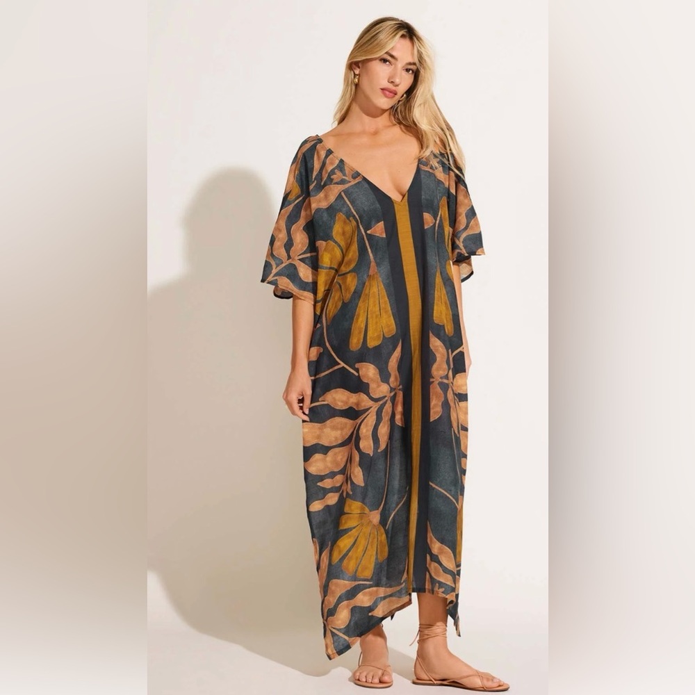 Vitamin A - Cerise Caftan - Kelp Flower Cotton Cupro - NWT!!